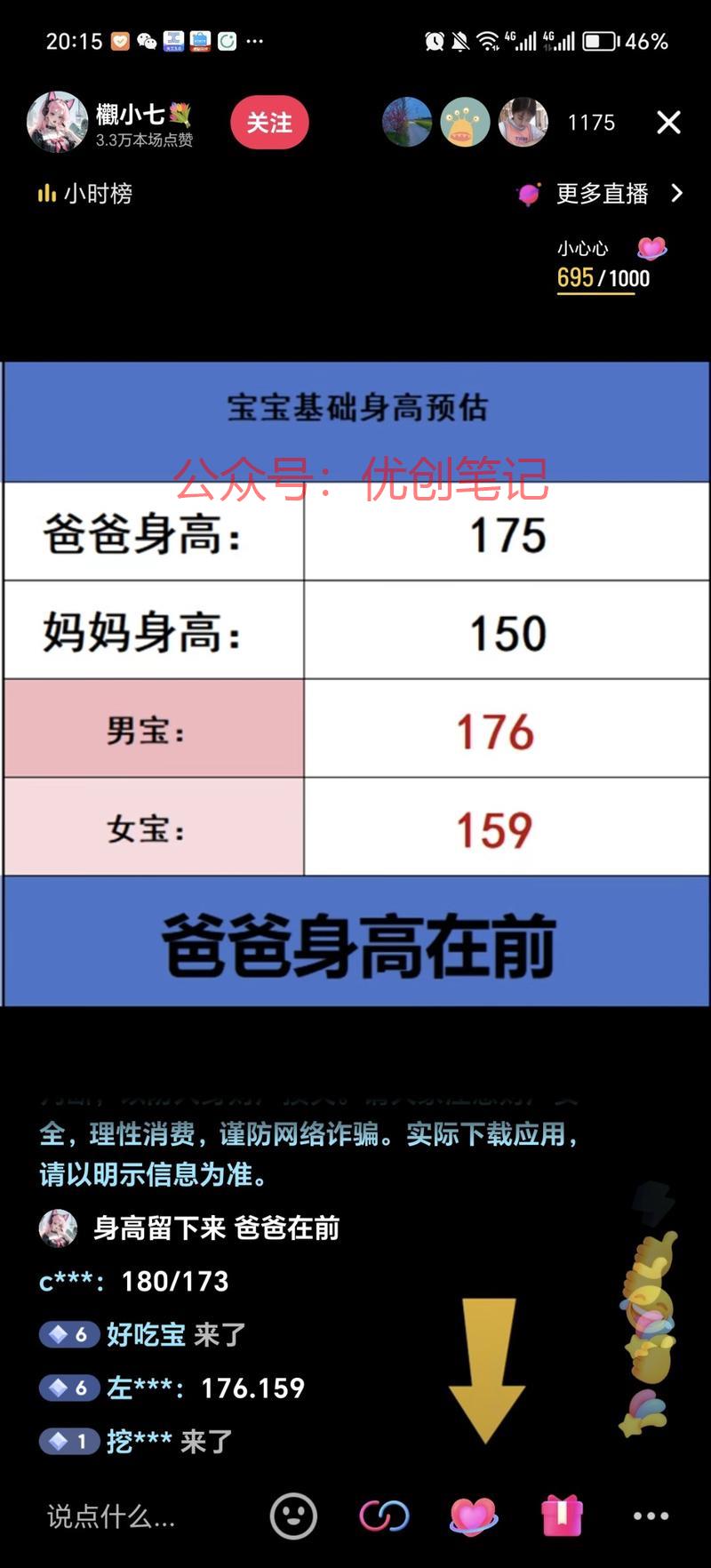 一个简单的小孩身高预测直播，一..情报-搞钱线报📢论坛-网创交流-优创圈